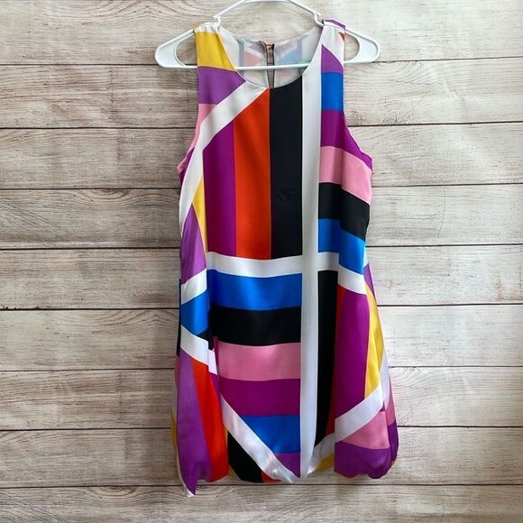 KARLIE COLOR BLOCK DRESS WITH BALLOON HEM - Picture 1 of 8